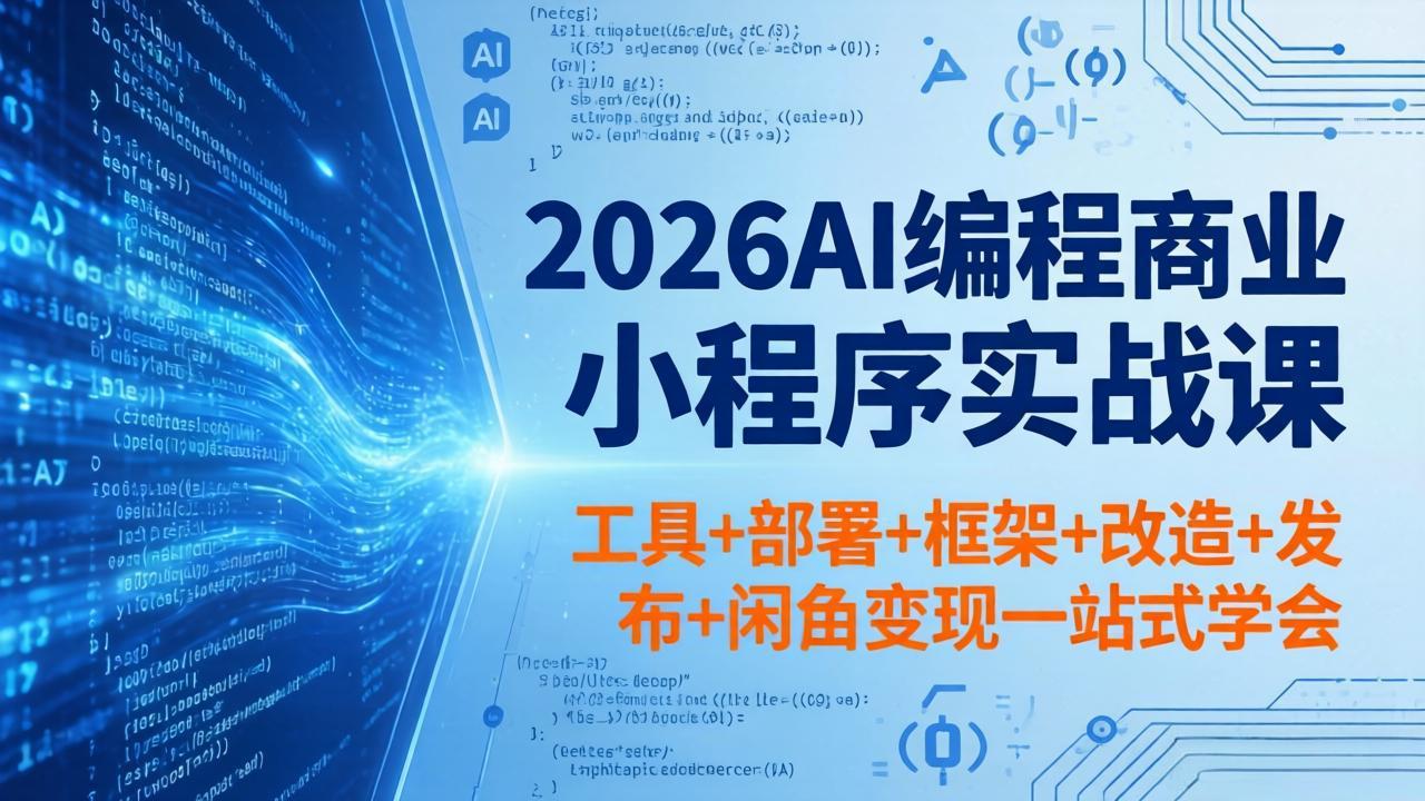 2026AI编程商业小程序实战课,工具+部署+框架+改造+发布+闲鱼变现一站式学会-智云网创 - 网创副业项目资源站