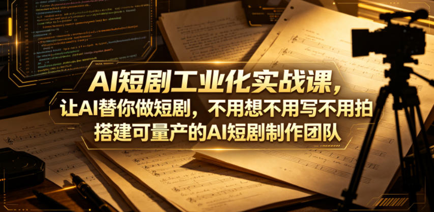 AI短剧工业化实战课,让AI替你做短剧,不用想不用写不用拍,搭建可量产的AI短剧制作团队-智云网创 - 网创副业项目资源站