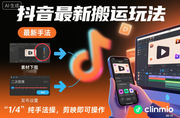 抖音最新搬运玩法，纯手法操作，剪映即可操作-智云网创 - 网创副业项目资源站
