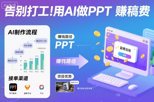 告别打工！用AI做PPT賺稿费，稳定月入1W，提供接单渠道-智云网创 - 网创副业项目资源站