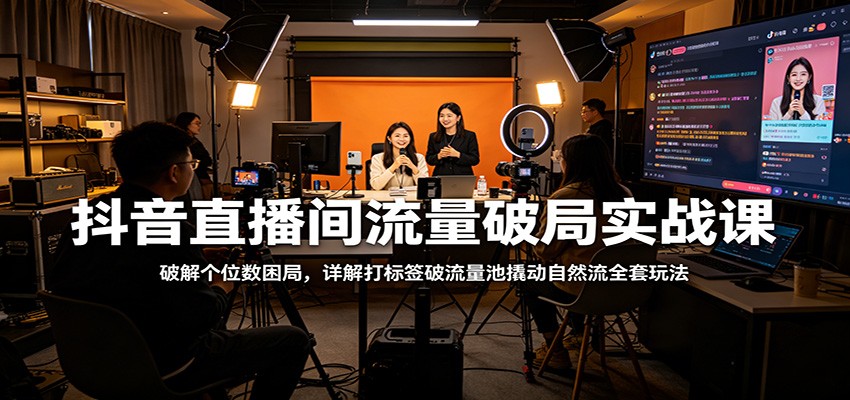 抖音直播间流量破局实战课：破解个位数困局，详解打标签破流量池撬动自然流全套玩法-智云网创 - 网创副业项目资源站