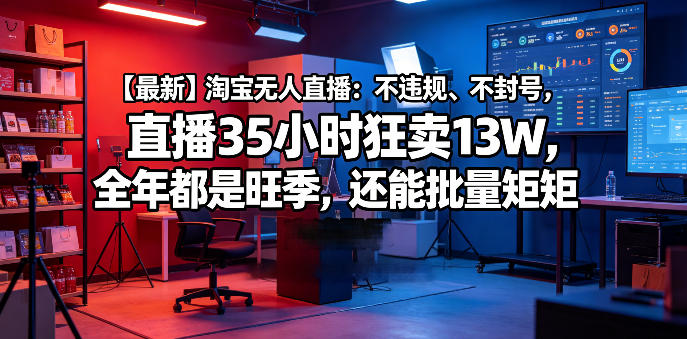 【最新】淘宝无人直播:不违规、不封号,直播35小时狂卖13W,全年都是旺季,还能批量矩阵操作【揭秘】-智云网创 - 网创副业项目资源站
