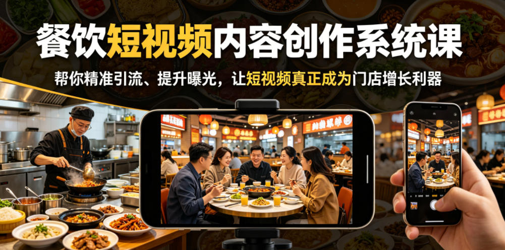 餐饮短视频内容创作系统课,帮你精准引流、提升曝光,让短视频真正成为门店增长利器-智云网创 - 网创副业项目资源站