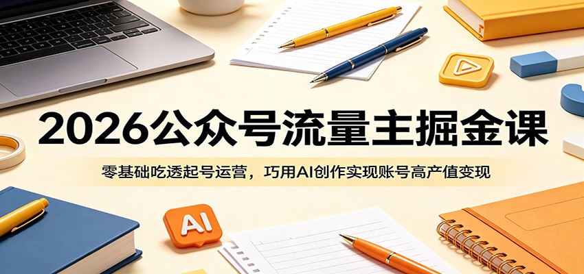 2026公众号流量主掘金课:零基础吃透起号运营,巧用AI创作实现账号高产值变现-智云网创 - 网创副业项目资源站