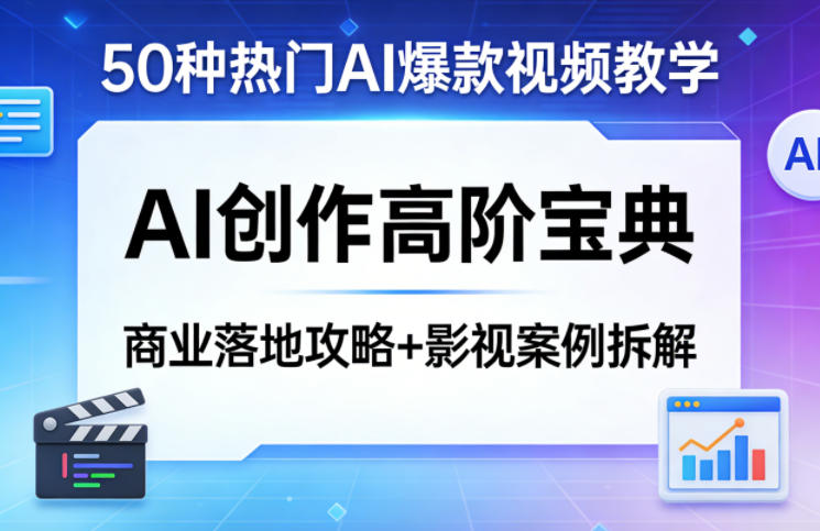 50种热门AI爆款视频教学，AI创作高阶宝典，商业落地攻略+影视案例拆解-智云网创 - 网创副业项目资源站
