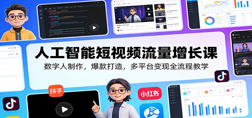 人工智能短视频流量增长课：数字人制作，爆款打造，多平台变现全流程教学-智云网创 - 网创副业项目资源站