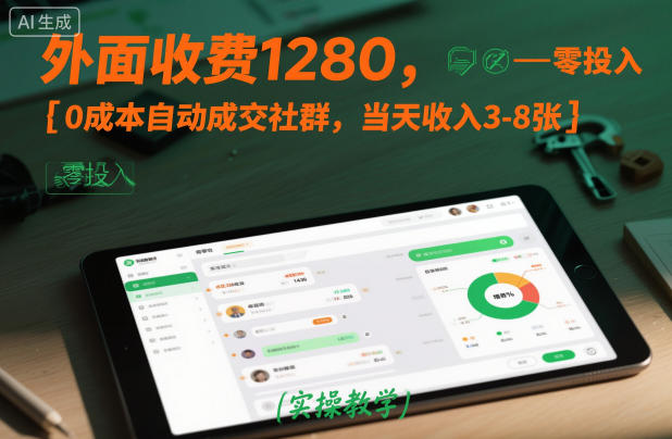 外面收费1280,0成本自动成交社群,当天收入3-8张【实操教学】-智云网创 - 网创副业项目资源站