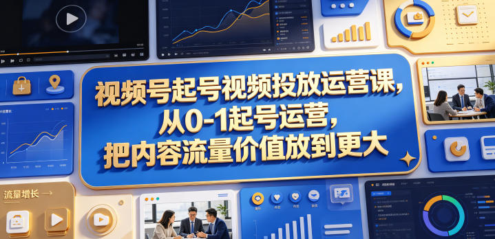 视频号起号视频投放运营课,从0-1起号运营,把内容流量价值放到更大-智云网创 - 网创副业项目资源站