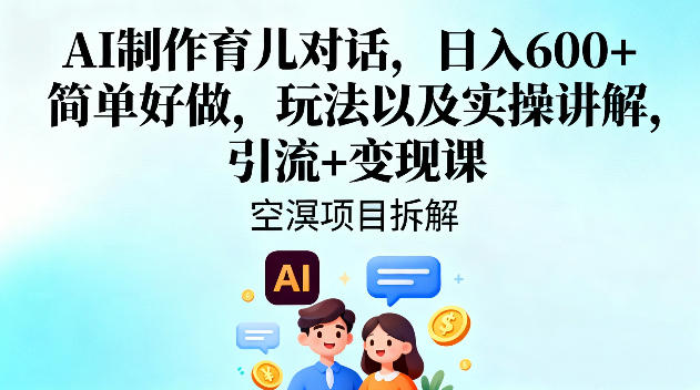 AI制作育儿对话，日入6张+，简单好做，玩法以及实操讲解，引流+变现课-智云网创 - 网创副业项目资源站