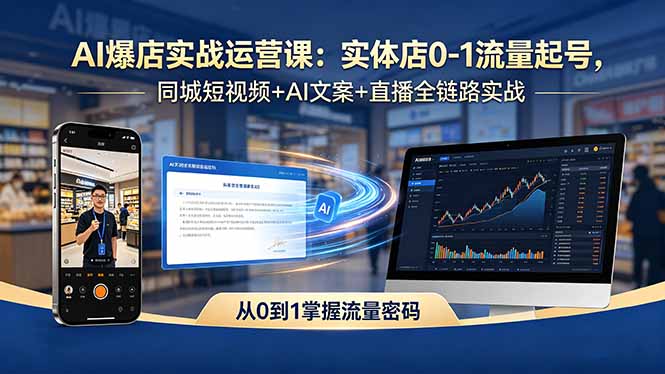 AI爆店实战运营课：实体店0-1流量起号，同城短视频+AI文案+直播全链路实战-智云网创 - 网创副业项目资源站