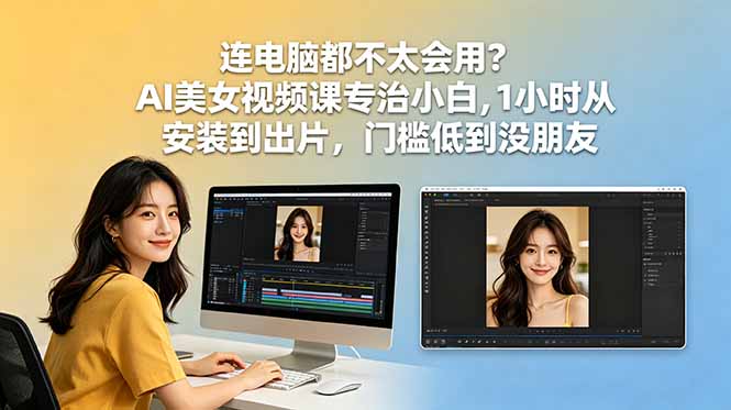 连电脑都不太会用？AI美女视频课专治小白，1小时从安装到出片，门槛低到没朋友-智云网创 - 网创副业项目资源站