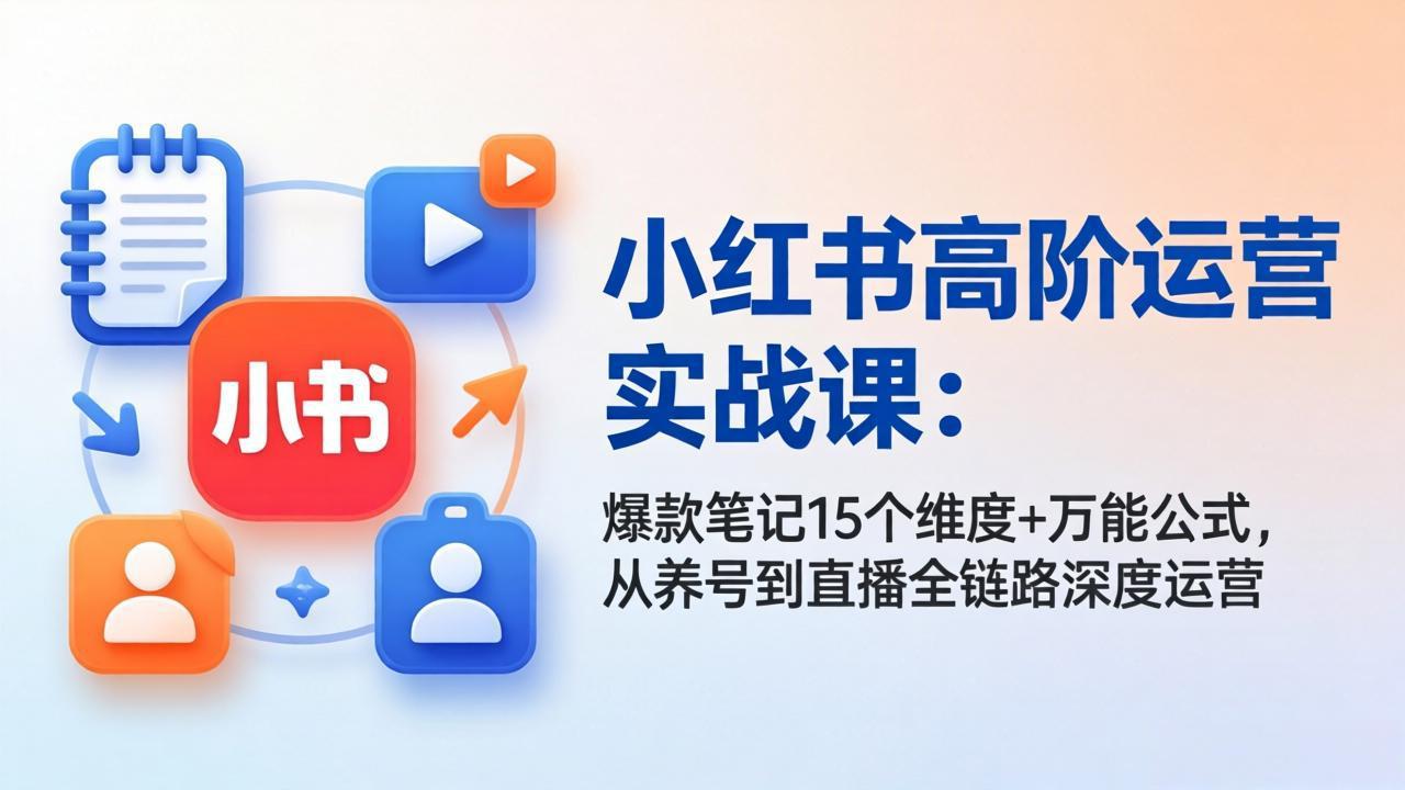 小红书高阶运营实战课：爆款笔记15个维度+万能公式，从养号到直播全链路深度运营-智云网创 - 网创副业项目资源站