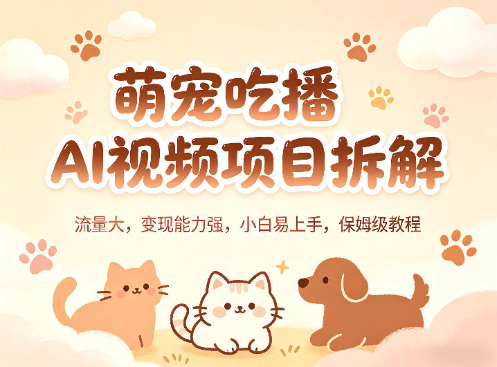 萌宠吃播AI视频项目拆解,流量大,变现能力强,小白易上手,保姆级教程-智云网创 - 网创副业项目资源站
