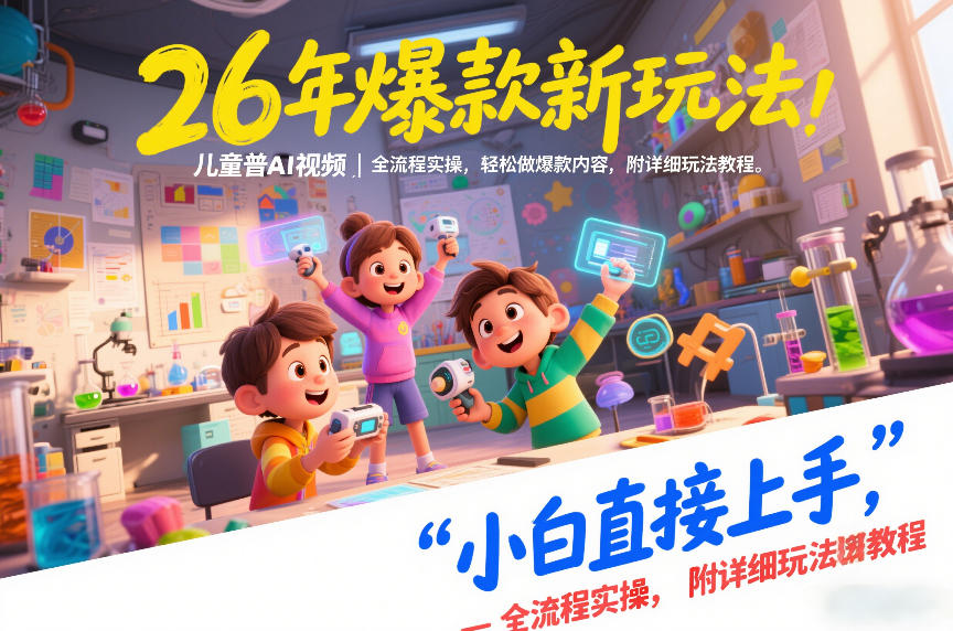 26年爆款新玩法,儿童科普AI视频,全流程实操,轻松做爆款内容,小白直接上手,附详细玩法教程