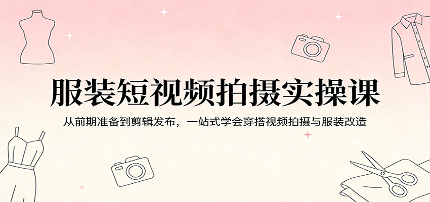 服装短视频拍摄实操课:从前期准备到剪辑发布,一站式学会穿搭视频拍摄与服装改造-智云网创 - 网创副业项目资源站