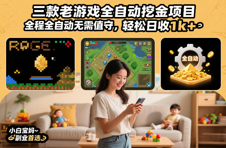 三款老游戏全自动挖金项目,全程全自动无需值守,轻松日收1k+,小白宝妈副业首选【揭秘】-智云网创 - 网创副业项目资源站