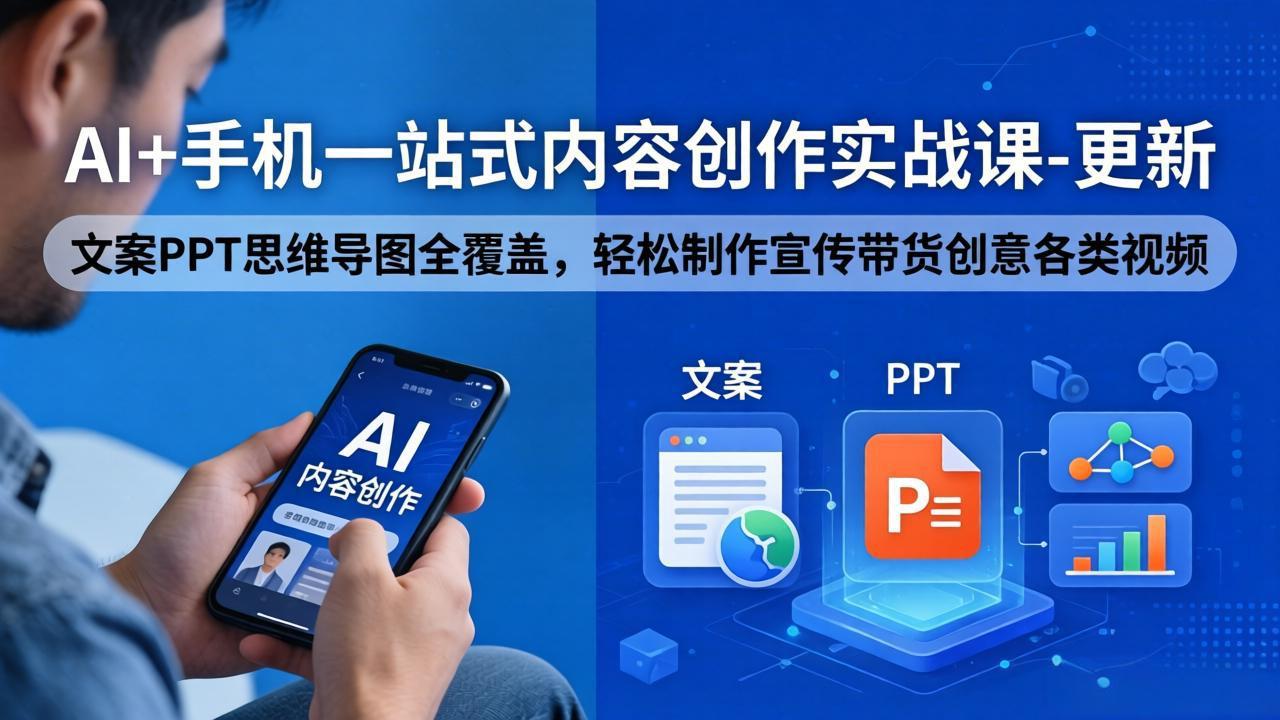 AI+手机一站式内容创作实战课-更新,文案PPT思维导图全覆盖,轻松制作宣传带货创意各类视频-智云网创 - 网创副业项目资源站