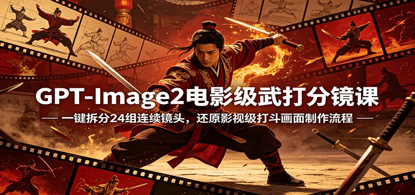 GPT-Image2电影级武打分镜课：一键拆分24组连续镜头，还原影视级打斗画面制作流程-智云网创 - 网创副业项目资源站