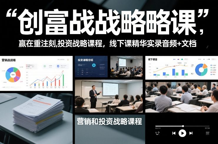 创富战略课，赢在重注时刻，营销和投资战略课程，线下课精华实录音频+文档-智云网创 - 网创副业项目资源站