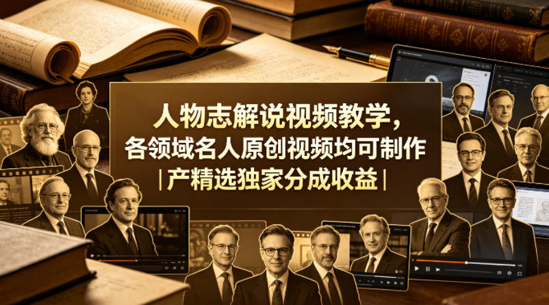 人物志解说视频教学,各领域名人原创视频均可制作丨精选独家分成收益-智云网创 - 网创副业项目资源站