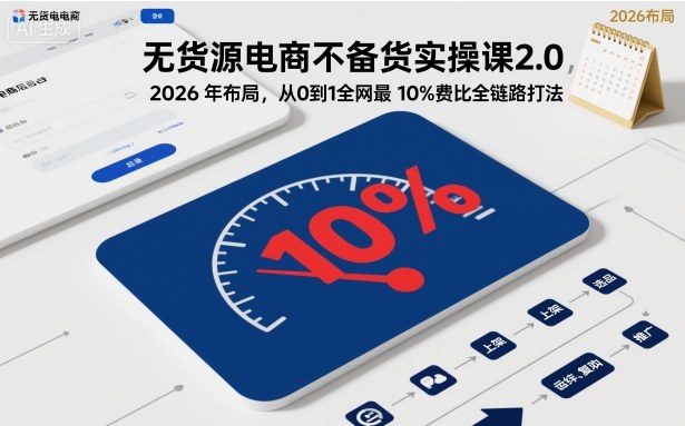 无货源电商不备货实操课2.0,2026年布局,从0到1全网最低10%费比全链路打法【更新26年6月16日】-智云网创 - 网创副业项目资源站