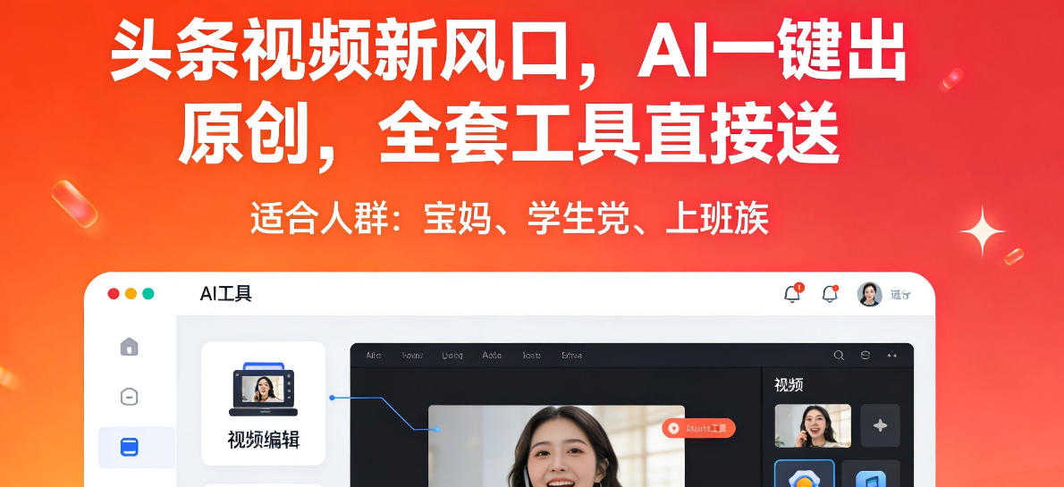 头条视频新风口,AI一键出原创,全套工具直接送,人人可做,有手就行【揭秘】-智云网创 - 网创副业项目资源站