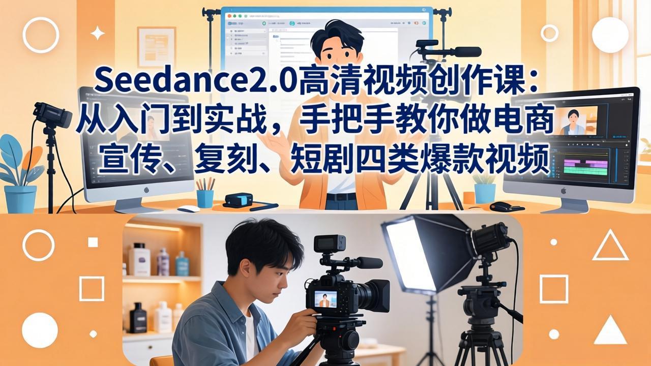 Seedance2.0高清视频创作课：从入门到实战，手把手教你做电商、宣传、复刻、短剧四类爆款视频-智云网创 - 网创副业项目资源站