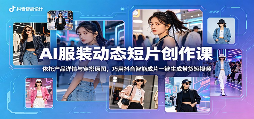 AI服装动态短片创作课:依托产品详情与穿搭原图,巧用抖音智能成片一键生成带货短视频-智云网创 - 网创副业项目资源站