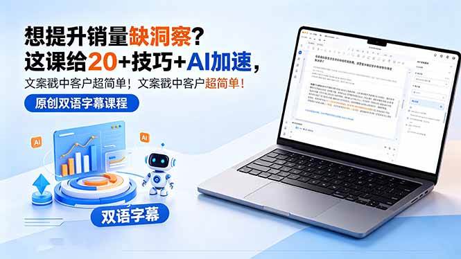 （18408期）想提升销量缺洞察？这课给 20 + 技巧 + AI 加速，文案戳中客户超简单！【原创双语字幕】-智云网创 - 网创副业项目资源站