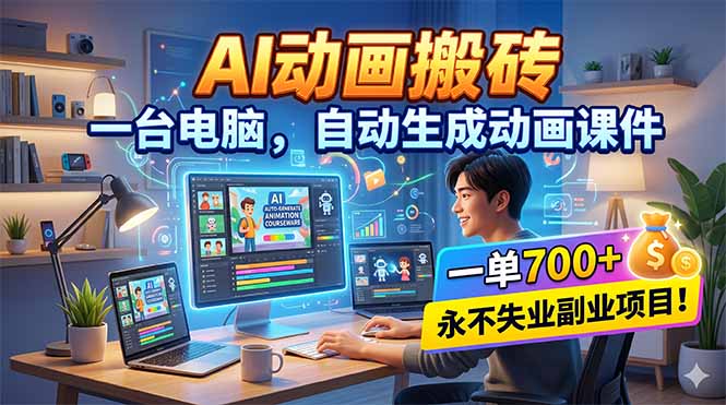 AI动画搬砖，一台电脑，自动生成动画课件，一单800+ 永不失业副业项目！-智云网创 - 网创副业项目资源站