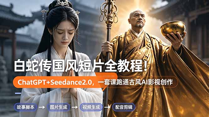 白蛇传-国风短片全教程!ChatGPT+Seedance2.0,一套课跑通古风AI影视创作-智云网创 - 网创副业项目资源站