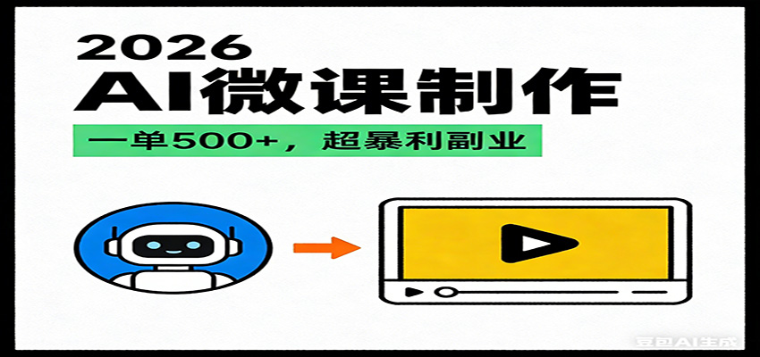 2026AI 风口最稳副业：微课代写制作，一单 500+，人人可做的蓝海项目-智云网创 - 网创副业项目资源站