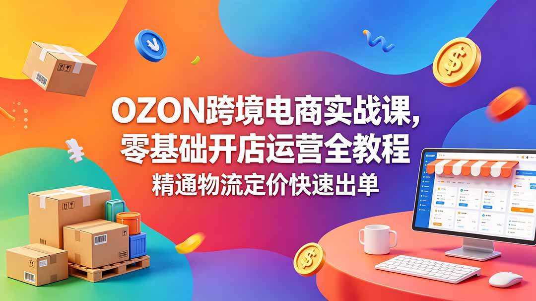 (18746期)OZON 跨境电商实战课,零基础开店运营全教程,精通物流定价快速出单-智云网创 - 网创副业项目资源站