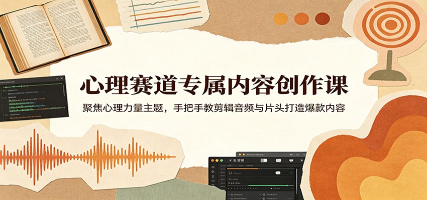 心理赛道专属内容创作课：聚焦心理力量主题，手把手教剪辑音频与片头打造爆款内容-智云网创 - 网创副业项目资源站