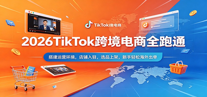 2026TikTok跨境电商全跑通：搭建运营环境，店铺入驻，选品上架，新手轻松海外出单-智云网创 - 网创副业项目资源站