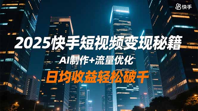 2025快手短视频变现秘籍，AI制作+流量优化，日均收益轻松破千-智云网创 - 网创副业项目资源站