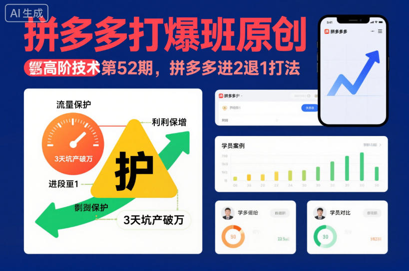 拼多多打爆班原创高阶技术第52期，拼多多进2退1打法-智云网创 - 网创副业项目资源站