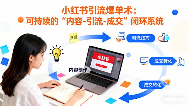 小红书引流爆单术:构建一套低成本 可持续的“内容-引流-成交”闭环系统-智云网创 - 网创副业项目资源站