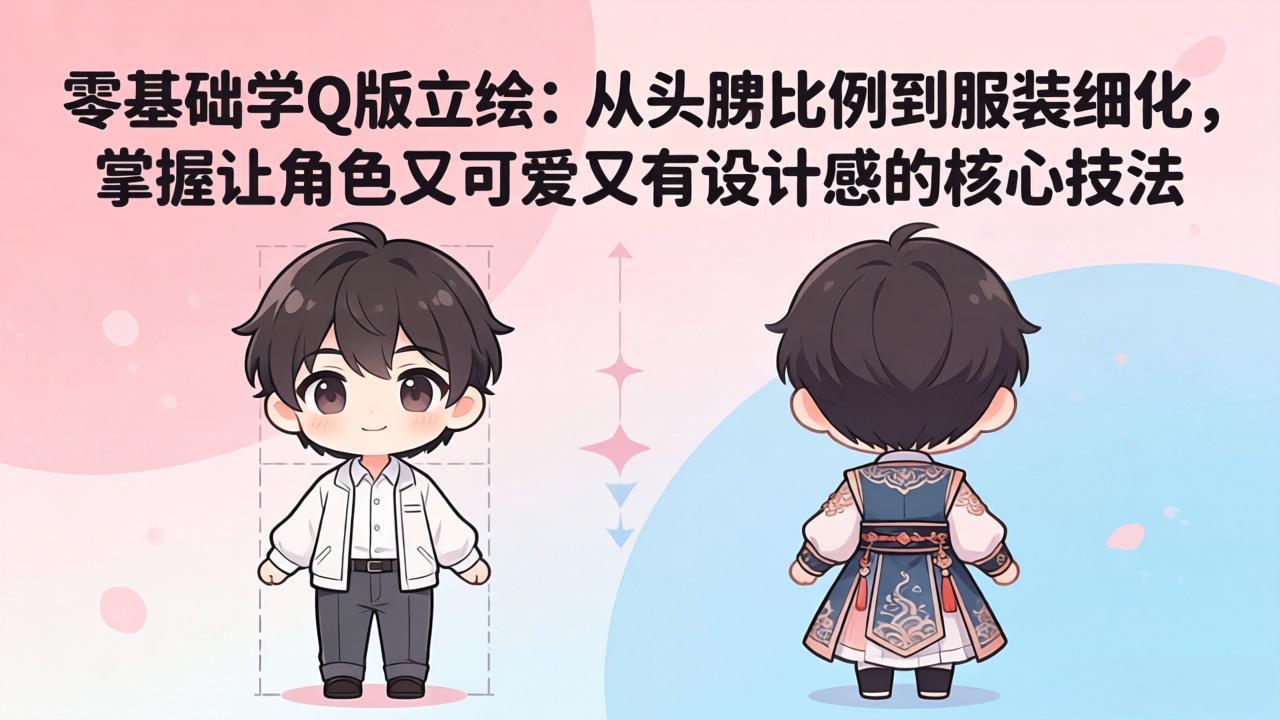 零基础学Q版立绘：从头身比例到服装细化，掌握让角色又可爱又有设计感的核心技法-智云网创 - 网创副业项目资源站