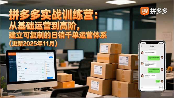 拼多多实战训练营:从基础运营到高阶,建立可复制的日销千单运营体系(更新11月-智云网创 - 网创副业项目资源站