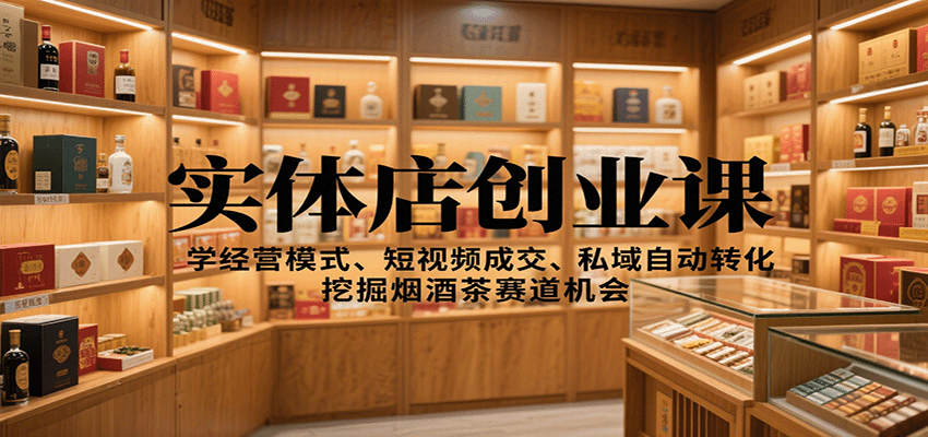 实体店创业课:学经营模式、短视频成交、私域自动转化,挖掘烟酒茶赛道机会-智云网创 - 网创副业项目资源站