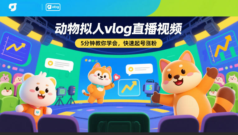 动物拟人vlog直播视频，5分钟教你学会，快速起号涨粉-智云网创 - 网创副业项目资源站