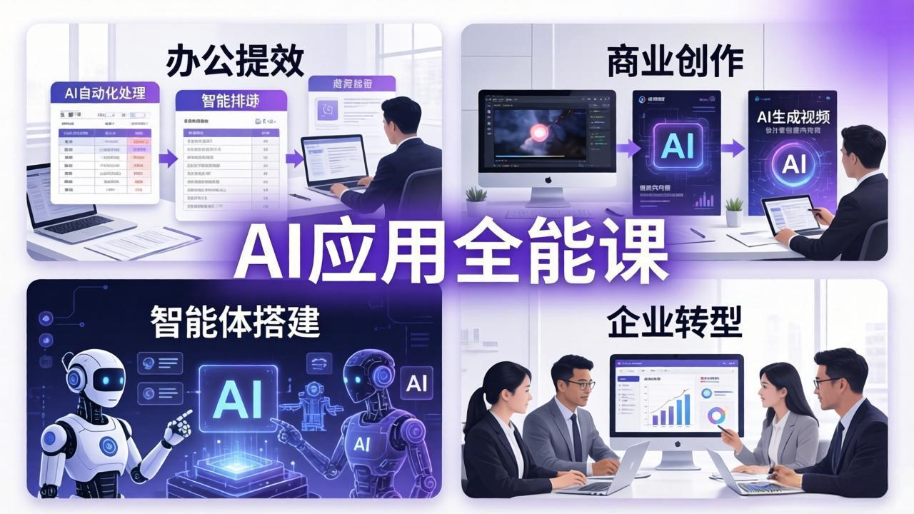 AIGC 应用全能课：办公提效、商业创作、智能体搭建、企业转型，一站式学会AI应用-智云网创 - 网创副业项目资源站