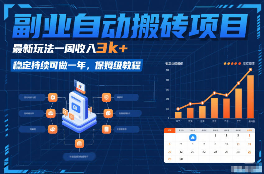 副业自动搬砖项目，最新玩法一周收入3k+，稳定持续可做一年，保姆级教程【揭秘】-智云网创 - 网创副业项目资源站