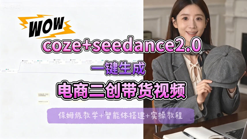 【Coze工作流搭建实操教程】seedance2.0+coze一键生成电商二创带货视频，全流程保姆级教学-智云网创 - 网创副业项目资源站