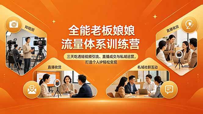 (18187期)全能老板娘流量体系训练营,三天吃透短视频引流、直播成交与私域运营,打造个人IP轻松变现-智云网创 - 网创副业项目资源站