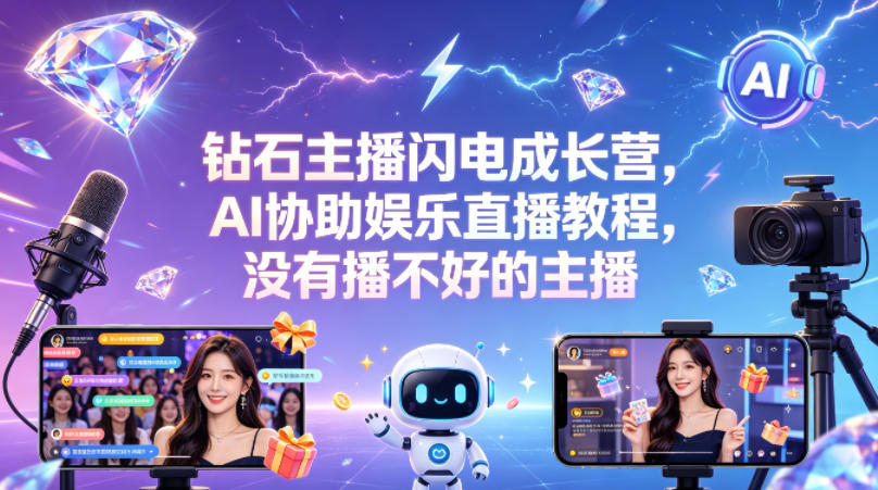 钻石主播闪电成长营，Al协助娱乐直播教程，没有播不好的主播-智云网创 - 网创副业项目资源站