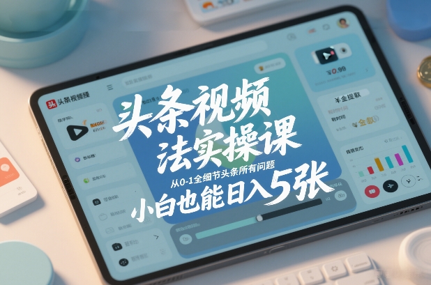 头条视频玩法实操课，从0-1全细节头条所有问题，小白也能日入5张-智云网创 - 网创副业项目资源站