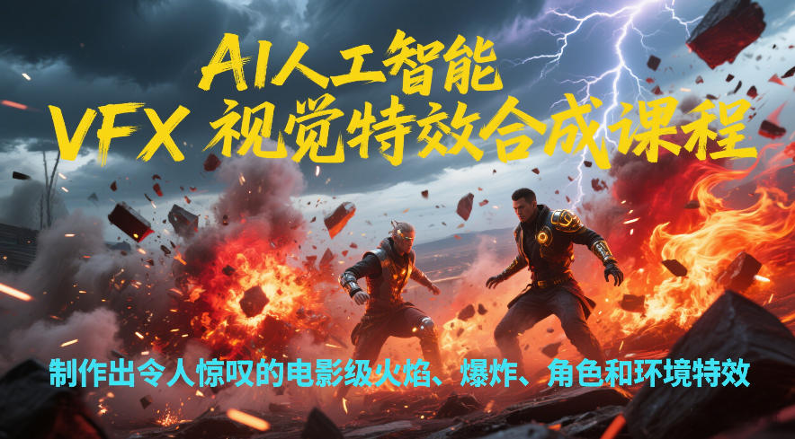 AI人工智能VFX视觉特效合成课程，制作出令人惊叹的电影级火焰、爆炸、角色和环境特效-智云网创 - 网创副业项目资源站