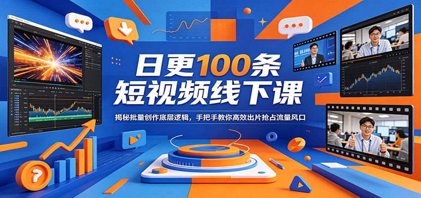 日更100条短视频线下课：揭秘批量创作底层逻辑，手把手教你高效出片抢占流量风口-智云网创 - 网创副业项目资源站